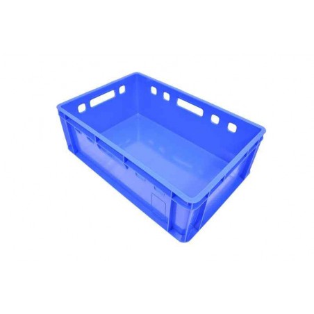 Bac alimentaire - 40L - 600x400x200 mm - fond plein, parois pleines - Bleu - réf. E2