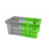Bac gerbable emboîtable - 45L - 600x400x265 mm - fond ajouré, parois ajourées - Gris clair - réf. GEBI-6426-0051