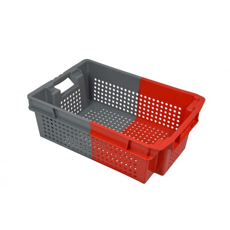 Bac gerbable emboîtable - 32L - 600x400x200 mm - fond ajouré, parois ajourées - Blanc - réf. GEBI-6420-7020