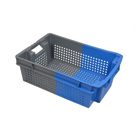 Bac gerbable emboîtable - 32L - 600x400x200 mm - fond ajouré, parois ajourées - Blanc - réf. GEBI-6420-7020