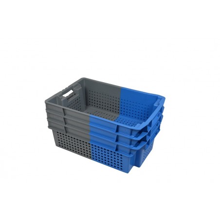 Bac gerbable emboîtable - 32L - 600x400x200 mm - fond ajouré, parois ajourées - Blanc - réf. GEBI-6420-7020