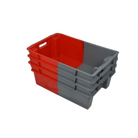 Bac gerbable emboîtable - 32L - 600x400x200 mm - fond plein, parois pleines - Bleu - réf. GEBI-6420-1120