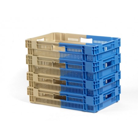 Bac gerbable emboîtable - 25L - 600x400x148 mm - fond ajouré, parois ajourées - Vert - réf. PVBI-6414-0040