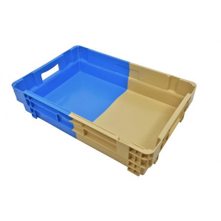 Bac gerbable emboîtable - 25L - 600x400x144 mm - fond plein, parois pleines - Gris clair/Gris foncé - réf. PVBI-6414-5120