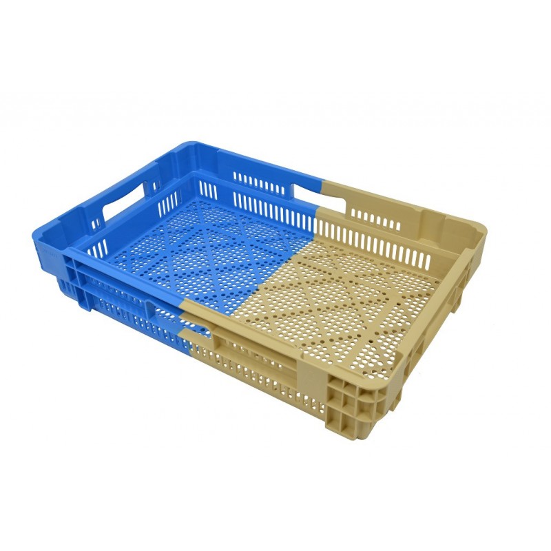 Bac Euronorm gerbable et 50 % emboîtable à parois et fond ajourés - 22 L - 600×400×127 mm