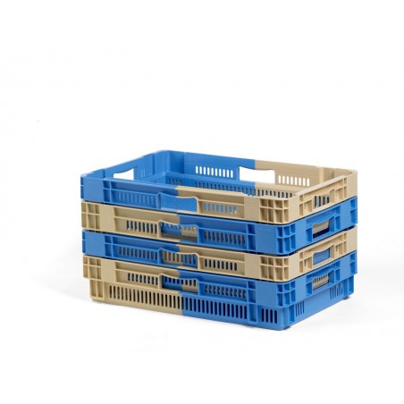 Bac gerbable emboîtable - 22L - 600x400x127 mm - fond ajouré, parois ajourées - Vert - réf. PVBI-6412-0040