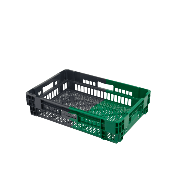Bac Euronorm gerbable et 50 % emboîtable bicolore à fond ajouré et parois pleines - 25 L - 600×400×148 mm