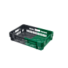 Bac gerbable emboîtable - 25L - 600x400x148 mm - fond ajouré, parois pleines - Noir/Vert - réf. PVBI-6414-0840
