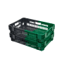 Bac gerbable emboîtable - 25L - 600x400x148 mm - fond ajouré, parois pleines - Noir/Vert - réf. PVBI-6414-0840