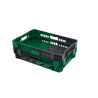 Bac gerbable emboîtable - 25L - 600x400x148 mm - fond ajouré, parois pleines - Noir/Vert - réf. PVBI-6414-0840
