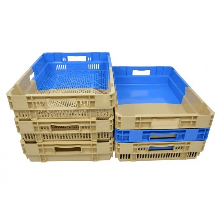 Bac gerbable emboîtable - 22L - 600x400x123 mm - fond plein, parois pleines - Gris clair/Gris foncé - réf. PVBI-6412-5120