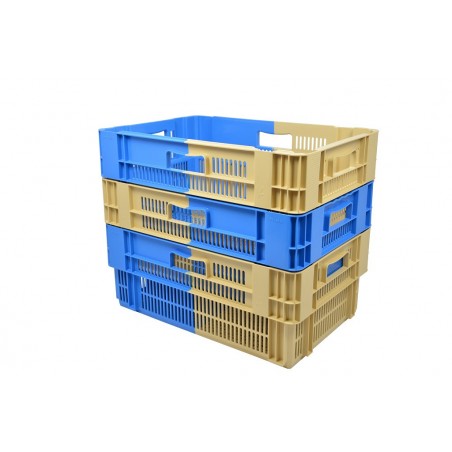 Bac gerbable emboîtable - 34L - 600x400x188 mm - fond ajouré, parois ajourées - Vert - réf. PVBI-6419-0040