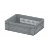 Bac Europe - 10.3L - 397x300x120 mm - fond ajouré, parois pleines - Gris clair - réf. E4312-0050