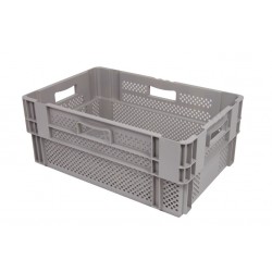 Bac Euronorm gerbable et 50 % emboîtable à parois et fond ajourés - 60 L - 600×400×320 mm