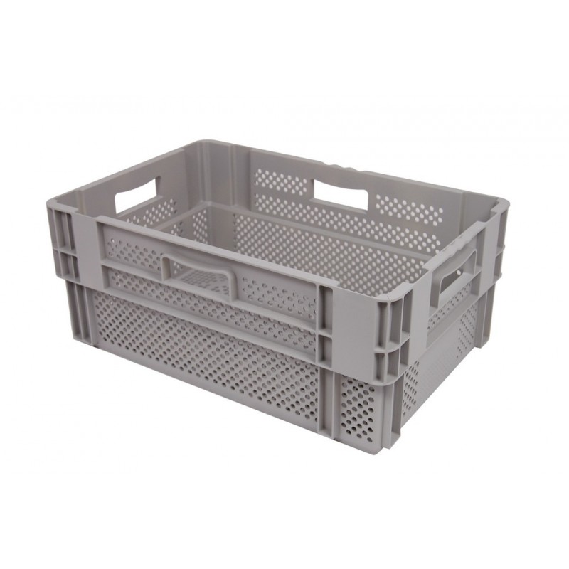 Bac Euronorm gerbable et 50 % emboîtable à parois et fond ajourés - 60 L - 600×400×320 mm