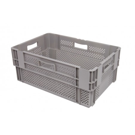 Bac gerbable emboîtable - 60L - 600x400x320 mm - fond ajouré, parois ajourées - Vert - réf. PV6432-0040