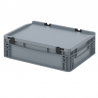 Bac Euro avec couvercle à charnières, fond et parois pleins - 10 L - 400×300×135 mm - Réf. ED 43/12 HG