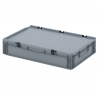 Bac Euro avec couvercle à charnières, fond et parois pleins - 24 L - 600×400×135 mm - Réf. ED 64/12 HG