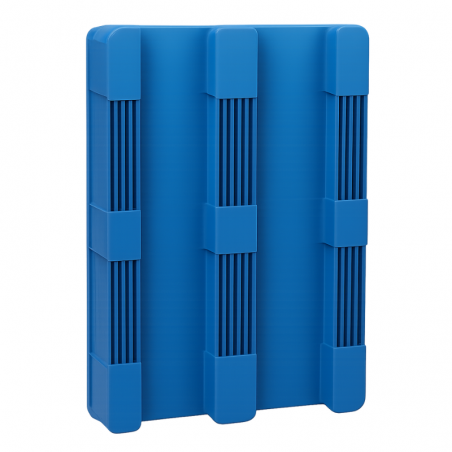 Palette plastique hygiénique 3 semelles à patins - 1200×1000×165 mm - Réf. SF1000HYG/3/7-BLEU