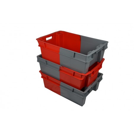 Bac gerbable emboîtable - 32L - 600x400x200 mm - fond plein, parois pleines - Bleu - réf. GEBI-6420-1120
