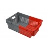 Bac gerbable emboîtable - 32L - 600x400x200 mm - fond ajouré, parois ajourées - Blanc - réf. GEBI-6420-7020