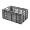 Bac gerbable norme Euro gris - 600x400x300 mm - fond plein et parois ajourées