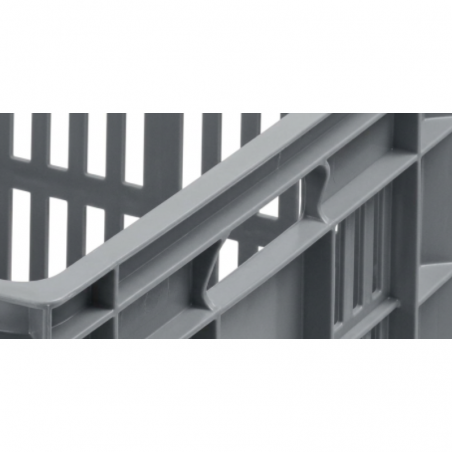 Bac gerbable norme Euro gris - 600x400x300 mm - fond plein et parois ajourées