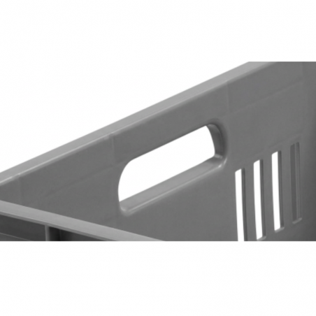 Bac gerbable norme Euro gris - 600x400x300 mm - fond plein et parois ajourées
