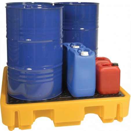 Bac de rétention 250 L pour 4 fûts avec caillebotis