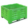 Caisse palette plastique ajourée 1200x1000 à 2 semelles