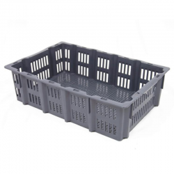 Bac gerbable emboîtable ajouré – 600 × 400 × 170 mm – 30L – bac avicole ventilé