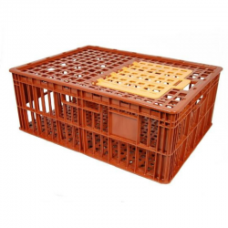 Caisse avicole ajourée avec couvercle rouge brun 785 x 585 x 300 mm – 118 litres