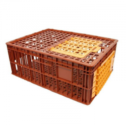 Caisse avicole ajourée avec couvercle et trappe rouge brun 785 x 585 x 300 mm – 118 litres
