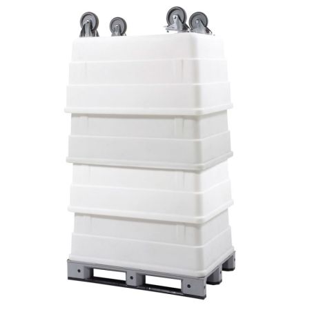 Bac grand volume double paroi sur roues à chapes inox – 310 ou 500 litres