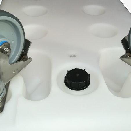 Bac grand volume double paroi sur roues à chapes inox – 310 ou 500 litres