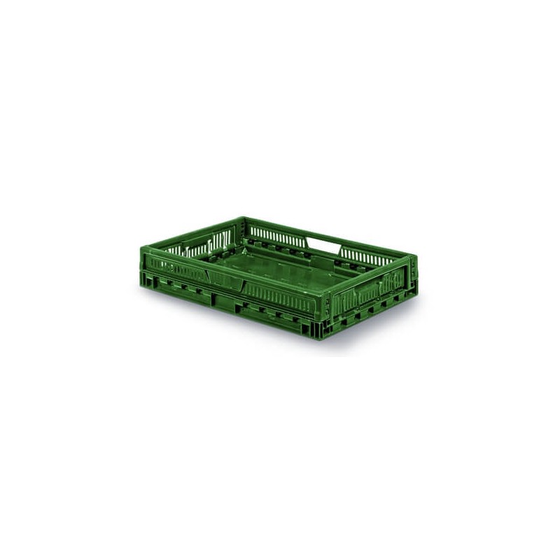 Caisse plastique pliable agricole 45L 60x40x22 cm VERT (par pièce)